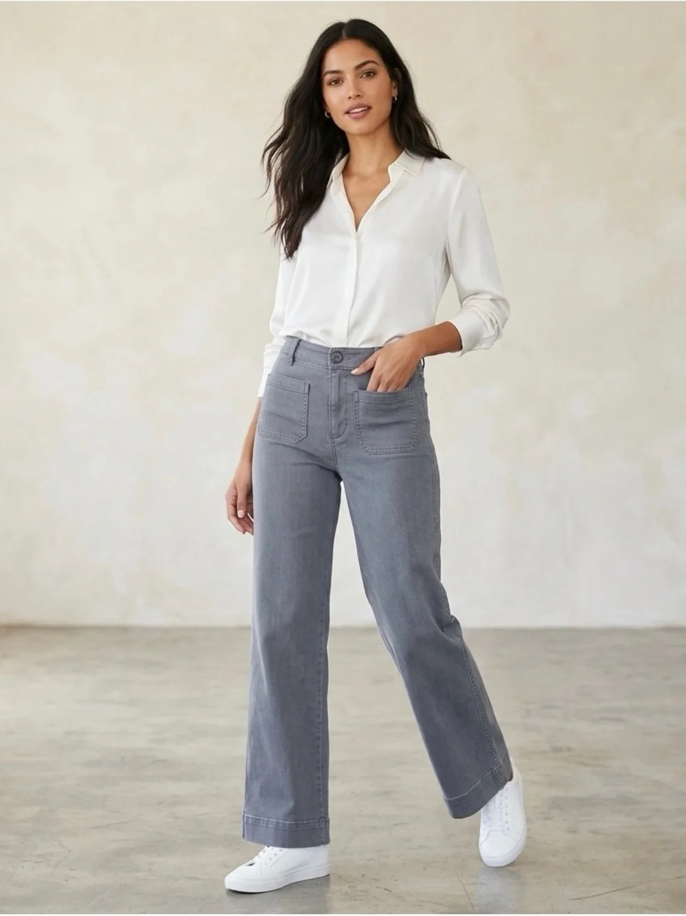 LOFT Women’s High-Rise Patch-Pocket Wide-Leg Jeans/Pants Size 0 Petite